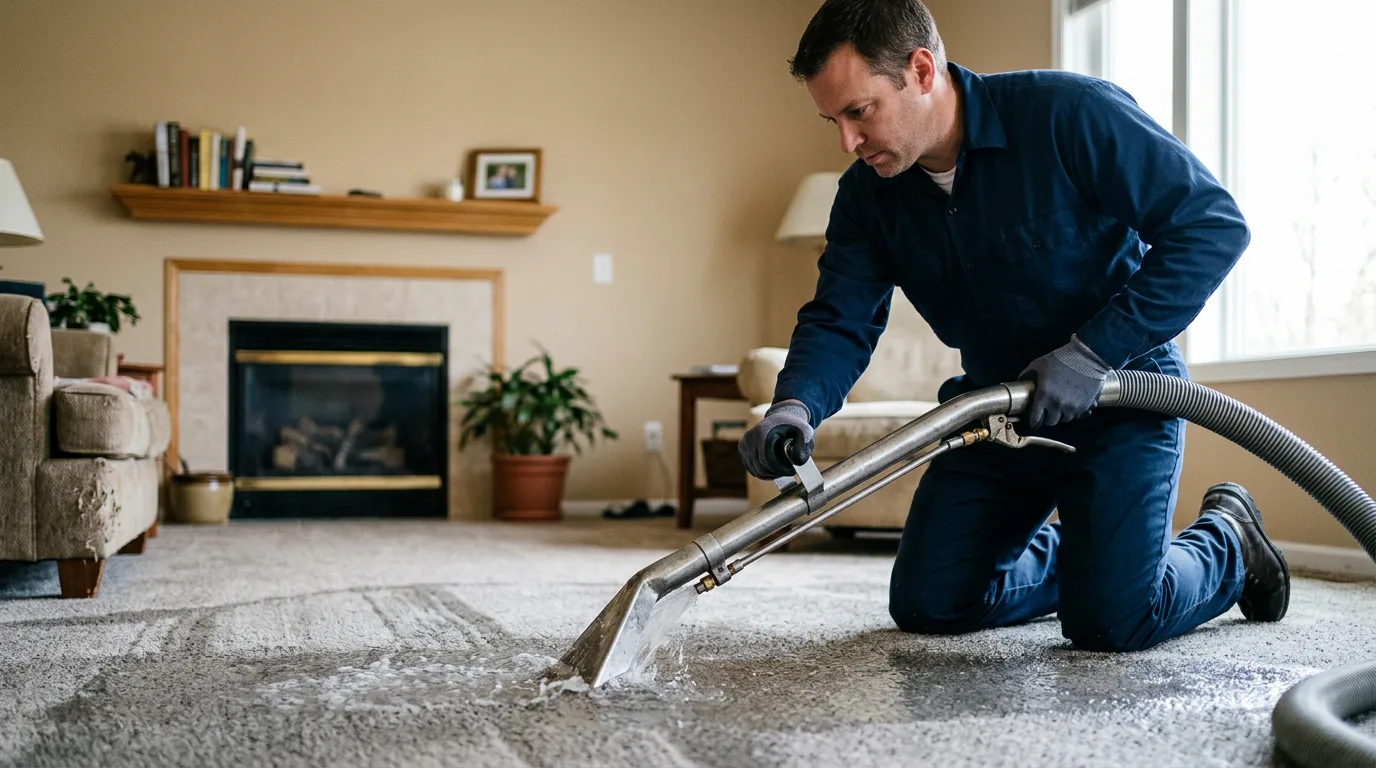 Water damage restoration technician working near Bellevue, NE